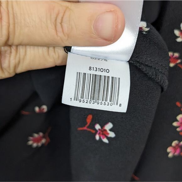 NWT 1 State Black Falling Ditsy Floral Print Long Sleeve Blouse - Picture 10 of 11